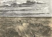 william r clark sturt och hans foljeslagare under kartmatning vid farden till det inre av australien 1844-45. painting